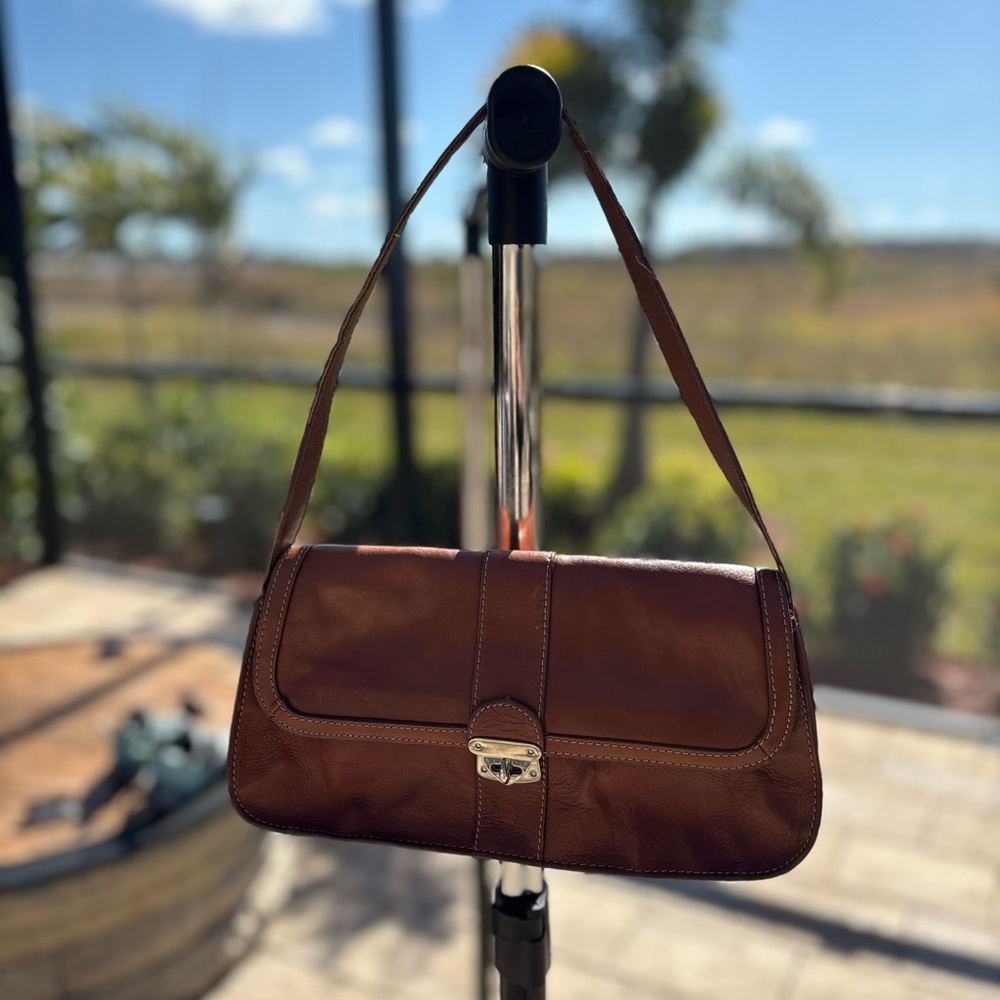 Vintage EGO Leather Shoulder Bag | Y2K Brown Sturdy Leather | Good Condition - Picture 4 of 12